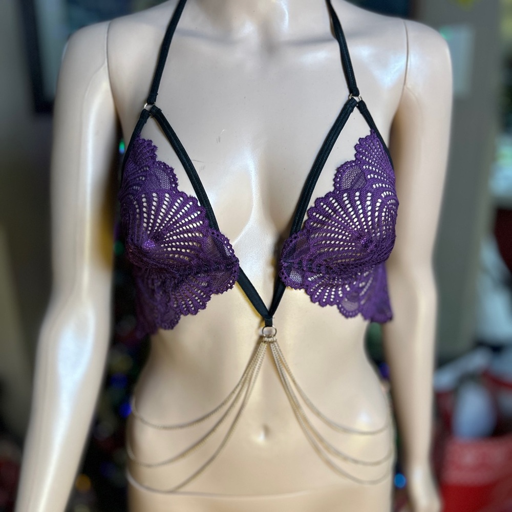 Dreamgirl Purple Lace Halter Bralette O/S